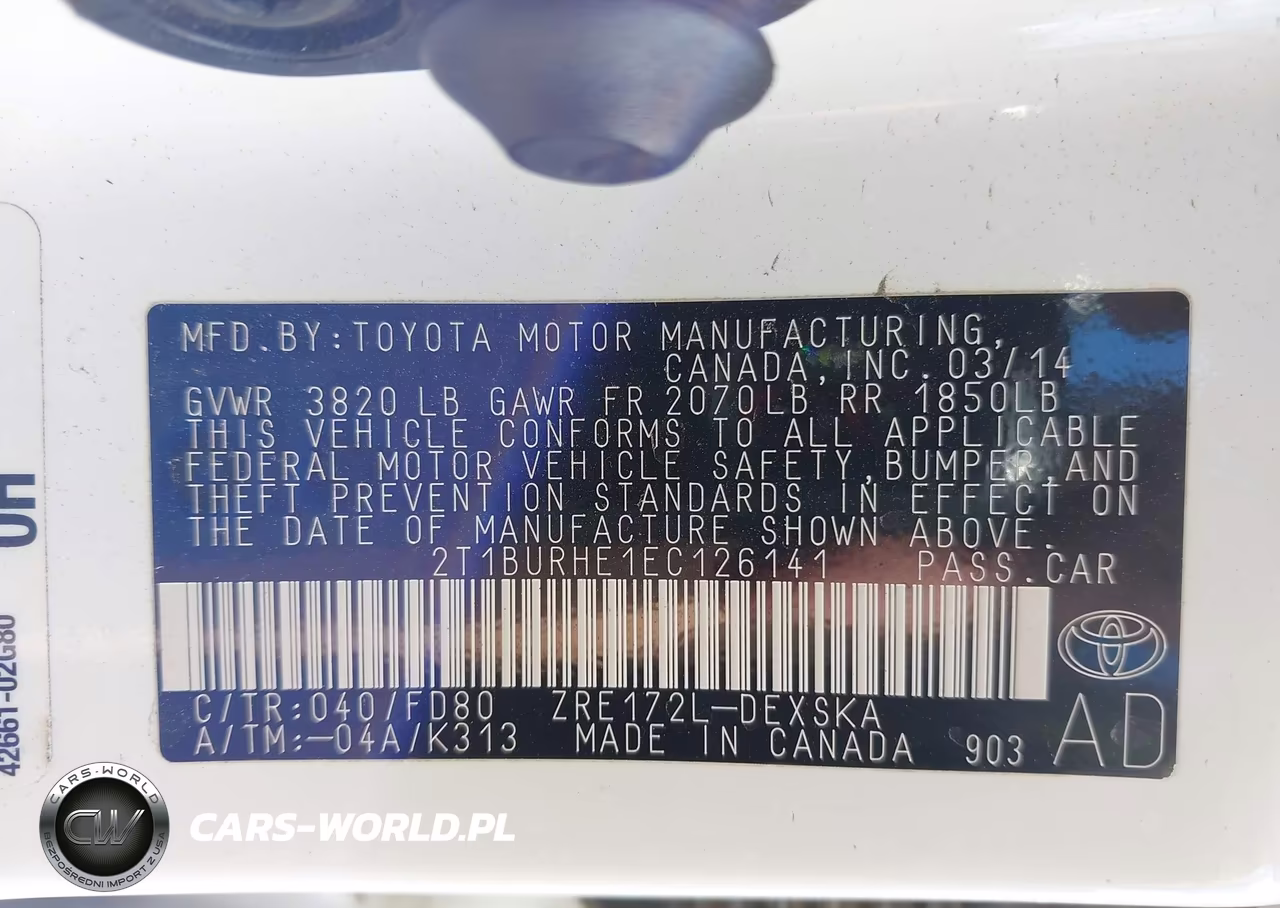 2014 Toyota Corolla S Plus VIN:2T1BURHE1EC126141 - 9