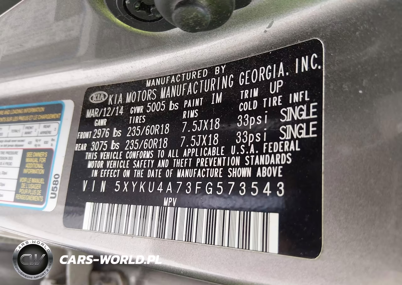 2015 Kia Sorento Ex V6 VIN:5XYKU4A73FG573543 - 9