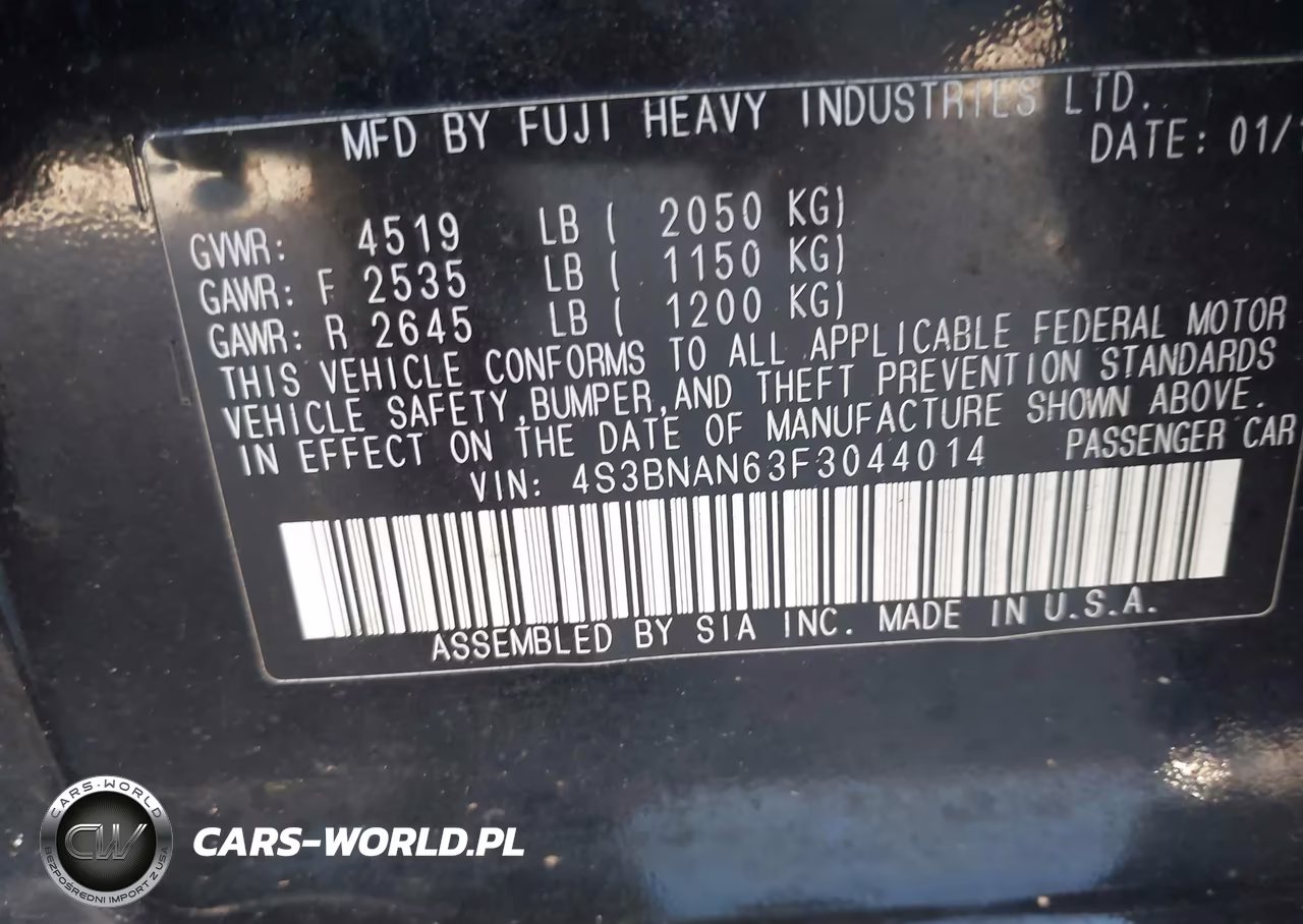 2015 Subaru Legacy 2.5I Limited VIN:4S3BNAN63F3044014 - 9