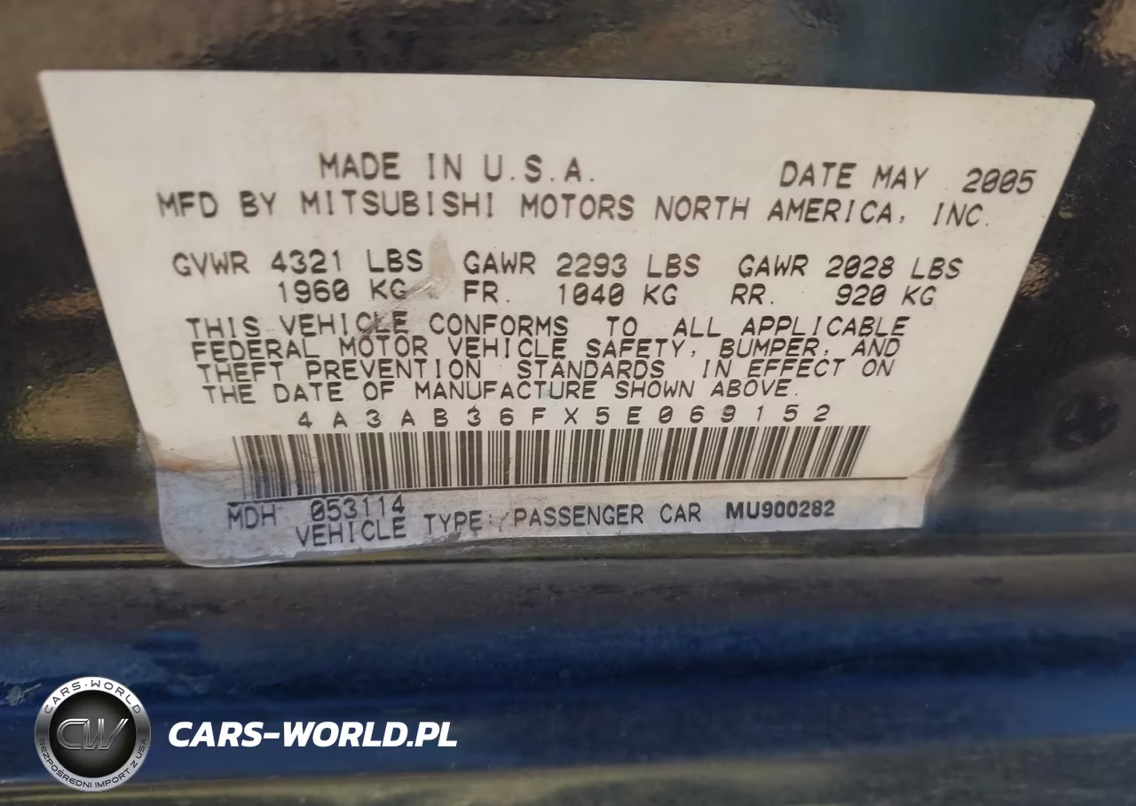 2005 Mitsubishi Galant Es-Se VIN:4A3AB36FX5E069152 - 9