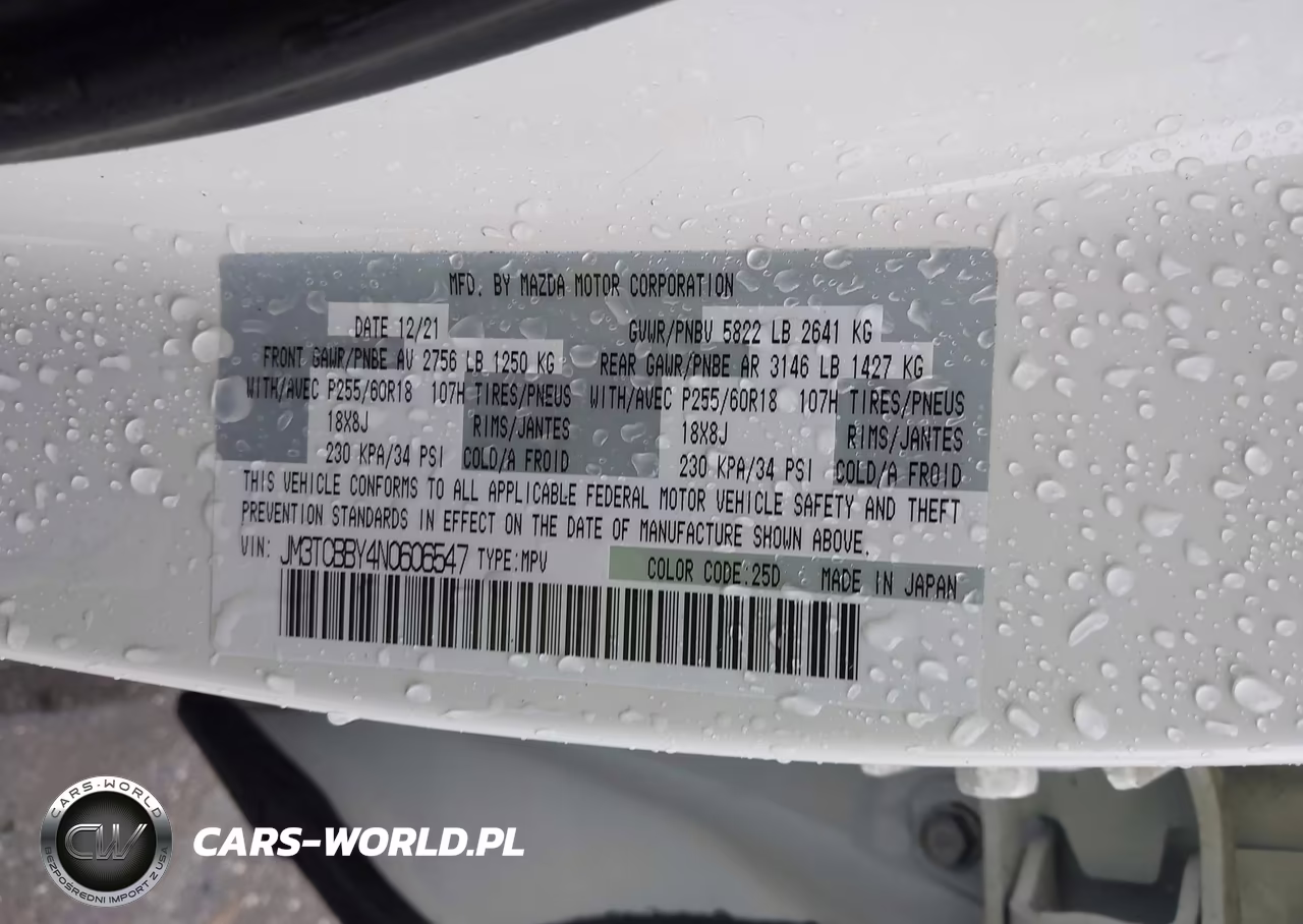 2022 Mazda Cx-9 Sport VIN:JM3TCBBY4N0606547 - 9