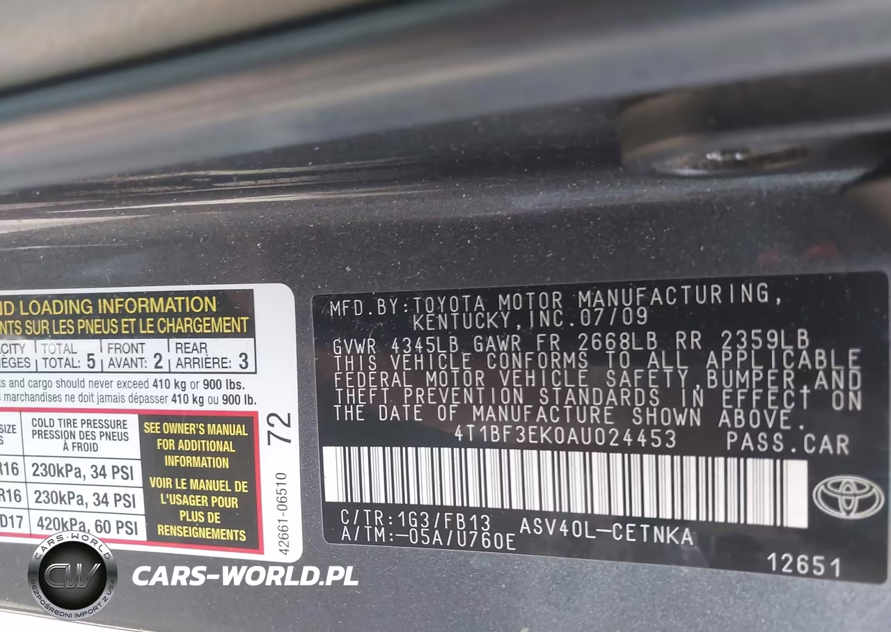 2010 Toyota Camry Le VIN:4T1BF3EK0AU024453 - 9