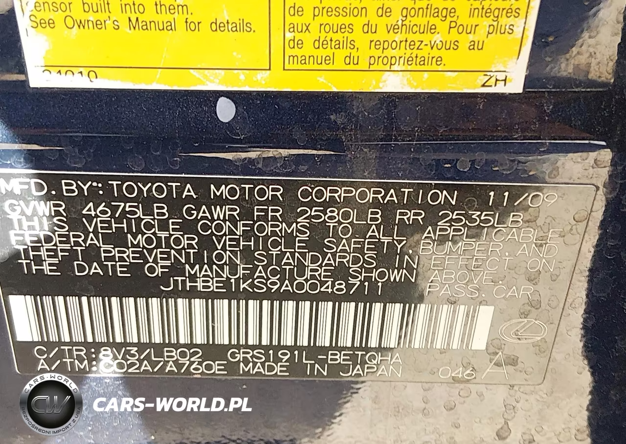 2010 Lexu Gs 350 Rwd VIN:JTHBE1KS9A0048711 - 9