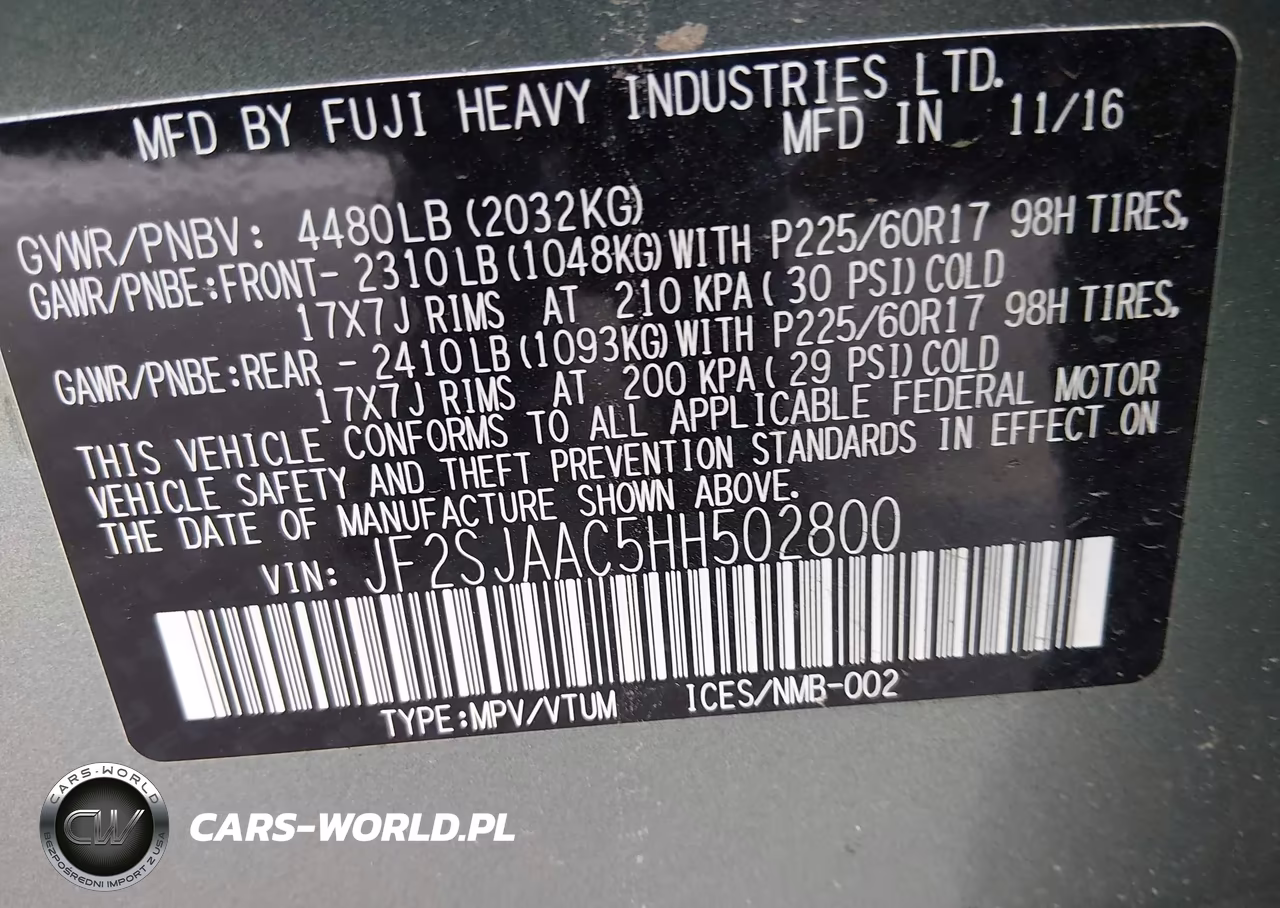 2017 Subaru Forester 2.5I VIN:JF2SJAAC5HH502800 - 9