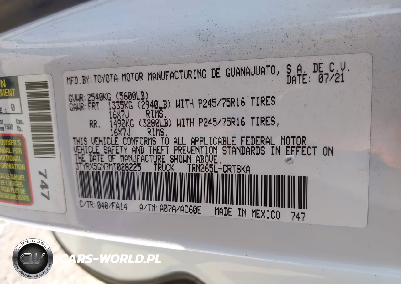 2021 Toyota Tacoma Sr VIN:3TYRX5GN7MT028225 - 9
