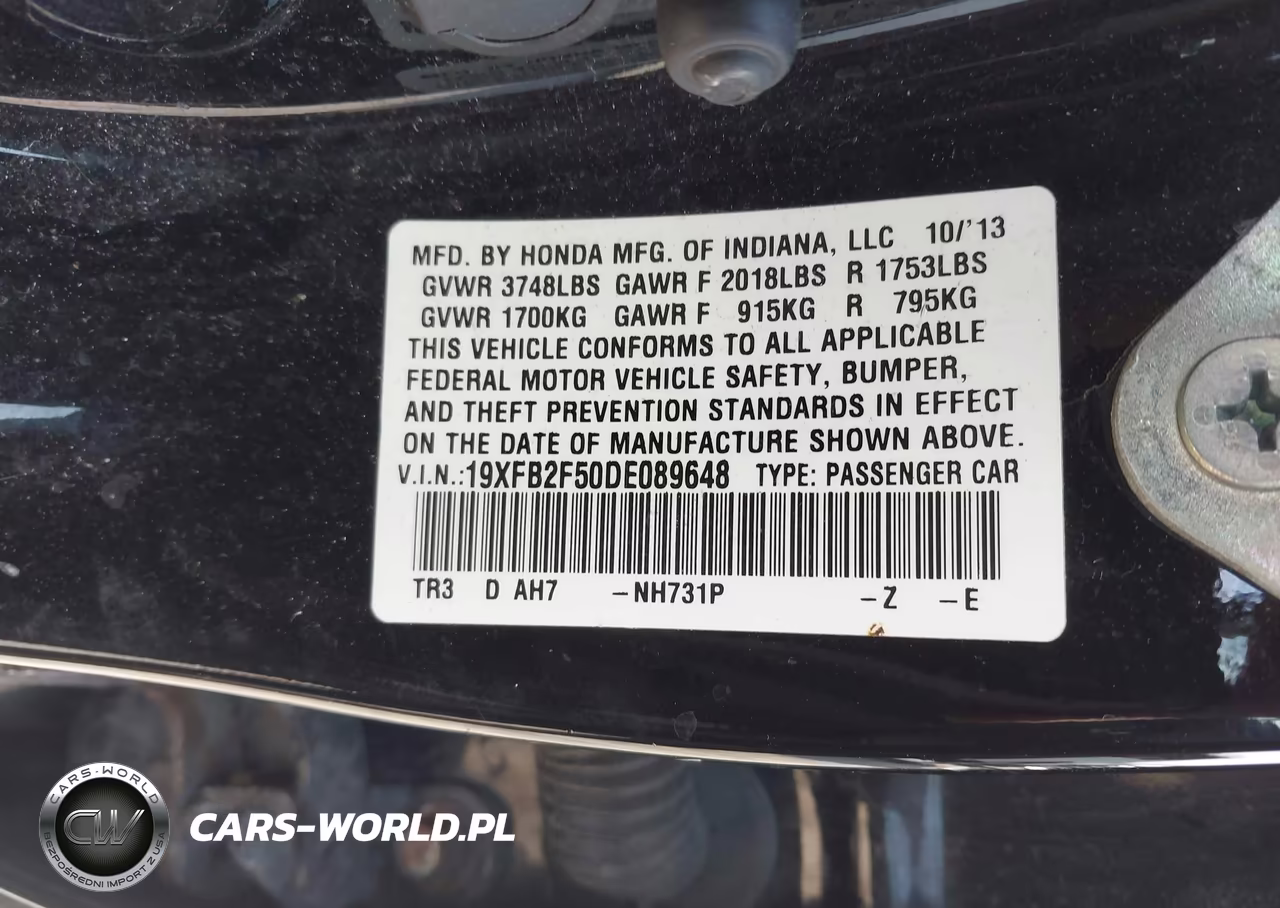 2013 Honda Civic Lx VIN:19XFB2F50DE089648 - 9