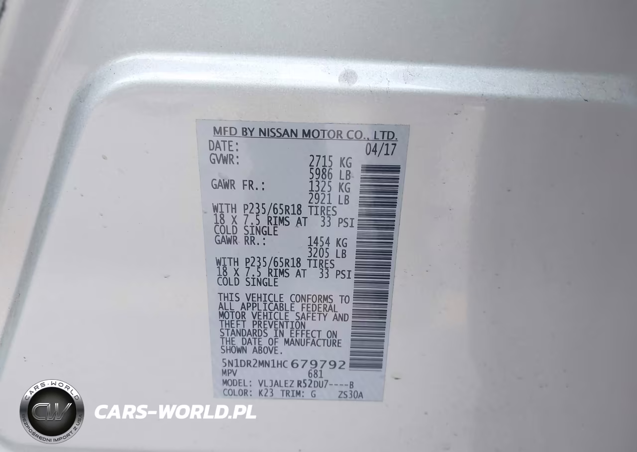 2017 Nissan Pathfinder Sv VIN:5N1DR2MN1HC679792 - 9