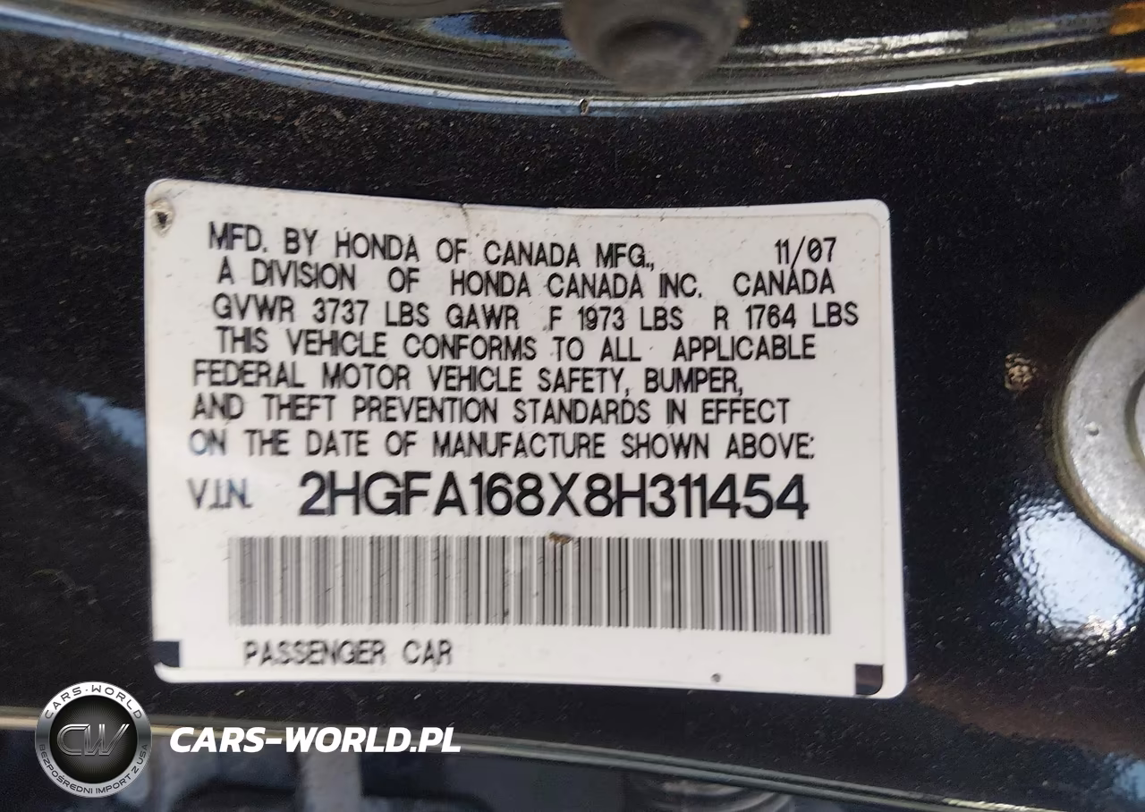 2008 Honda Civic Ex VIN:2HGFA168X8H311454 - 9