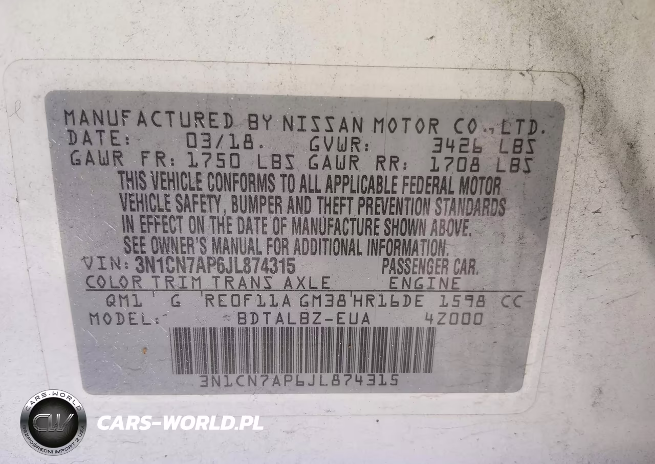 2018 Nissan Versa 1.6 Sv VIN:3N1CN7AP6JL874315 - 9