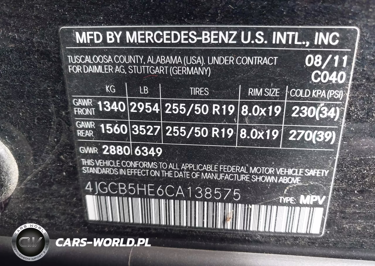 2012 Mercedes-Benz R 350 4Matic VIN:4JGCB5HE6CA138575 - 9