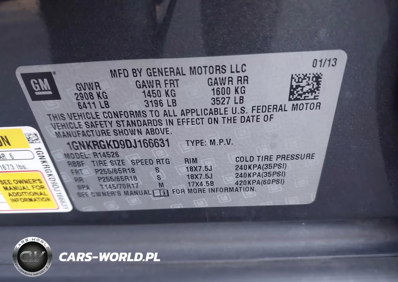 2013 Chevrolet Traverse 1Lt VIN:1GNKRGKD9DJ166631 - 9
