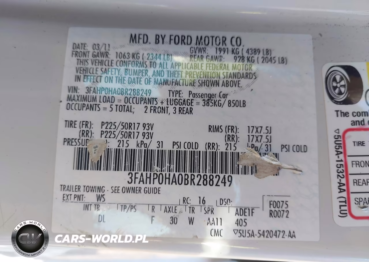 2011 Ford Fusion Se VIN:3FAHP0HA0BR288249 - 9