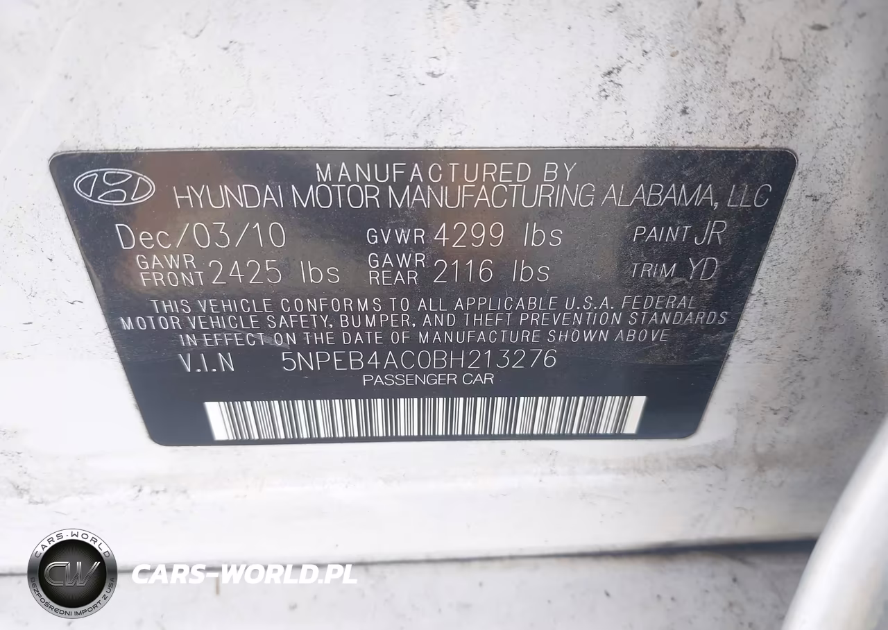 2011 Hyundai Sonata Gls VIN:5NPEB4AC0BH213276 - 9