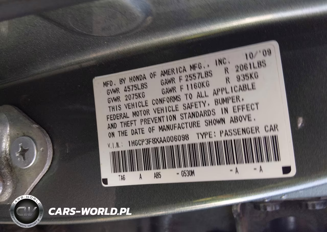 2010 Honda Accord 3.5 Ex-L VIN:1HGCP3F8XAA006098 - 9