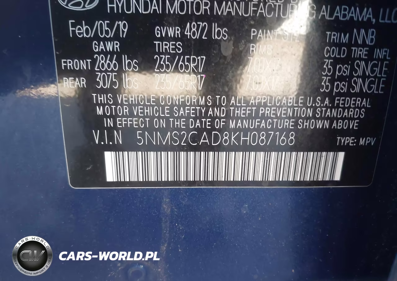 2019 Hyundai Santa Fe Se VIN:5NMS2CAD8KH087168 - 9
