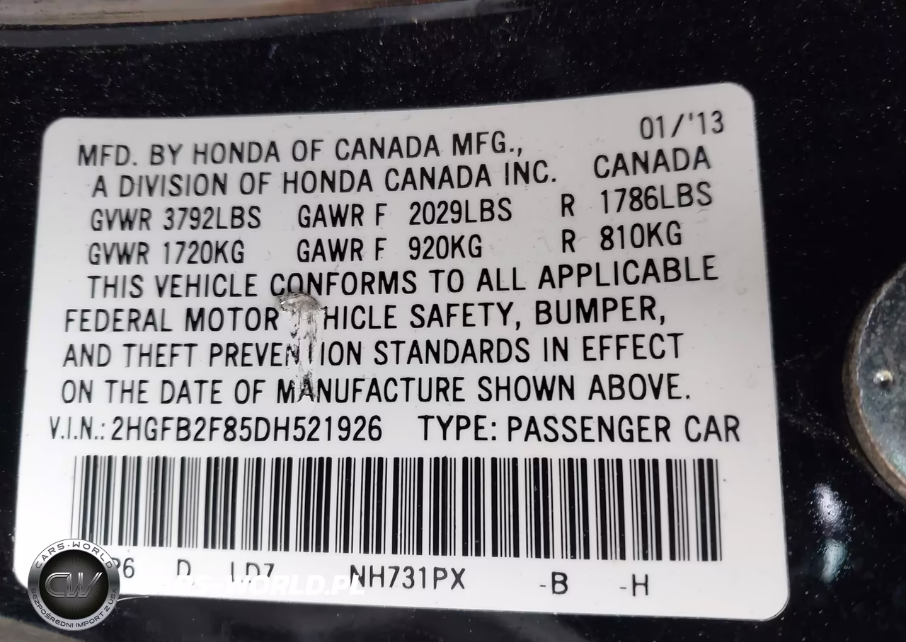 2013 Honda Civic Ex VIN:2HGFB2F85DH521926 - 9