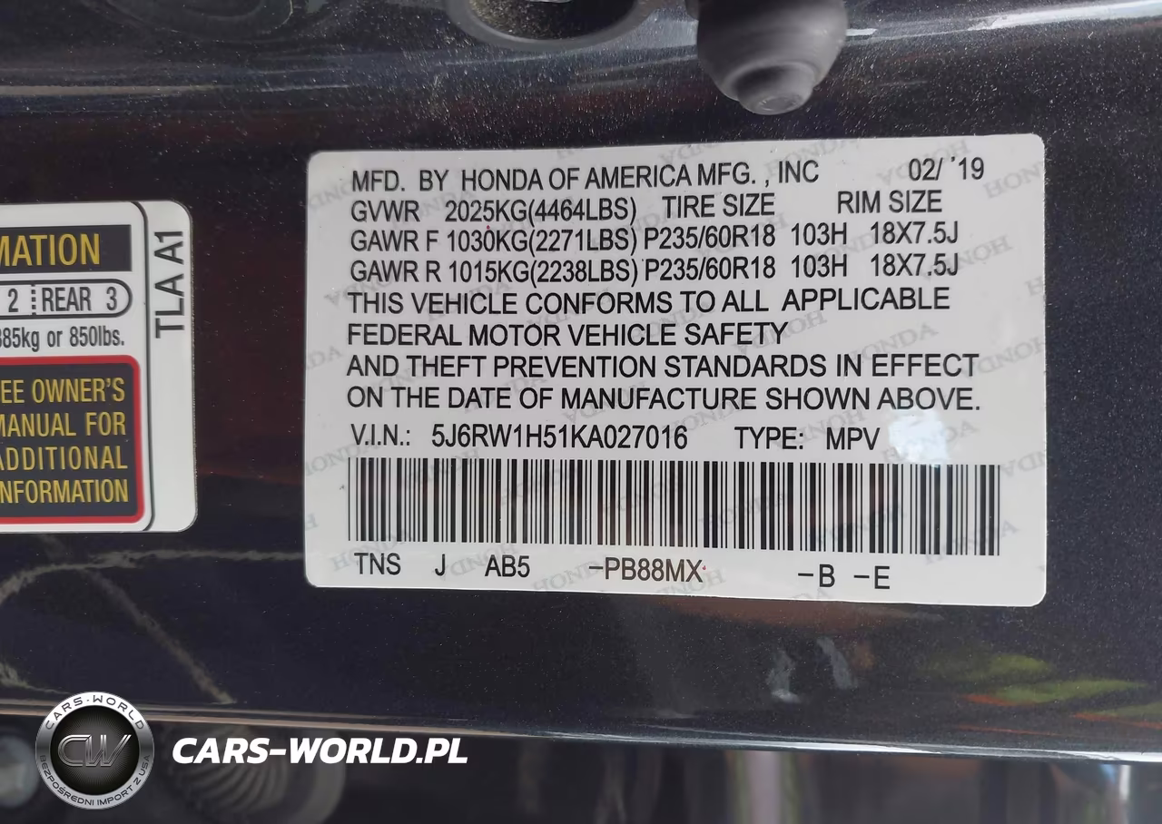 2019 Honda Cr-V Ex VIN:5J6RW1H51KA027016 - 9