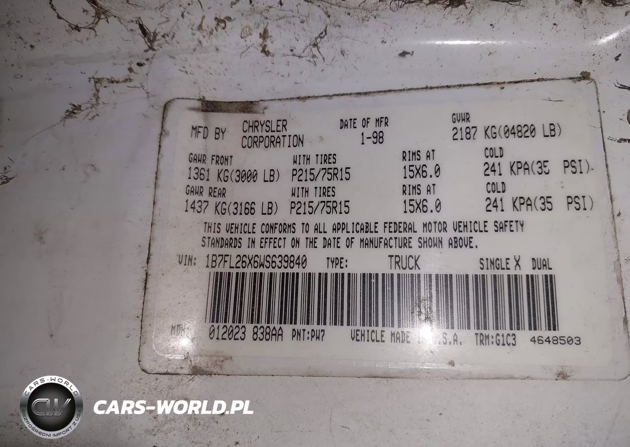 1998 Dodge Dakota Slt-Sport VIN:1B7FL26X6WS639840 - 9