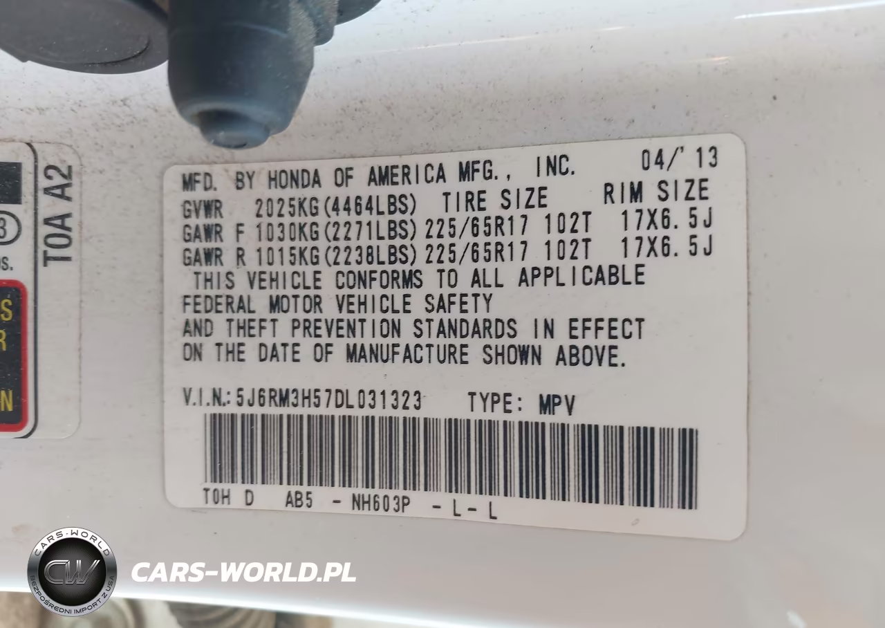 2013 Honda Cr-V Ex VIN:5J6RM3H57DL031323 - 9