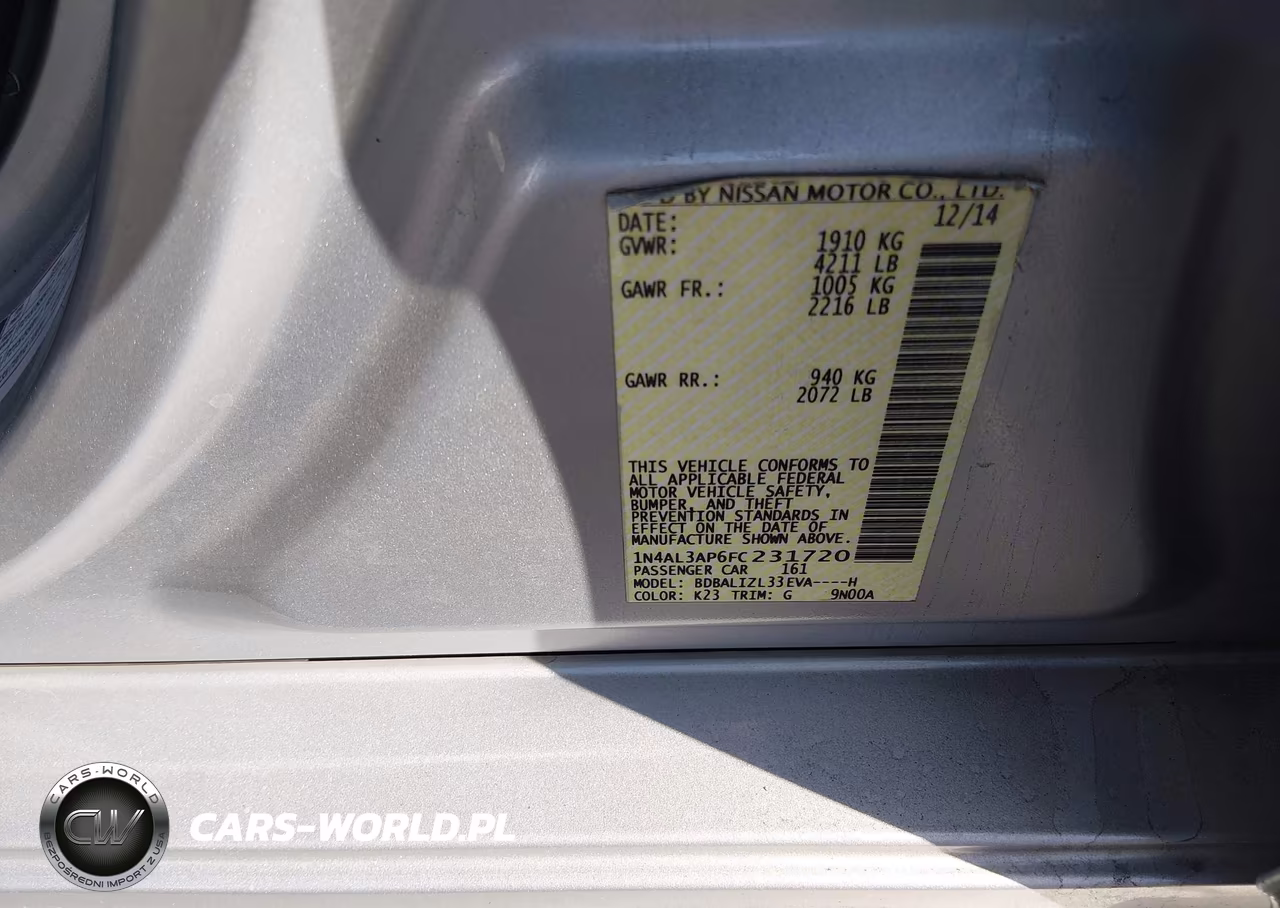 2015 Nissan Altima 2.5 Sv VIN:1N4AL3AP6FC231720 - 9