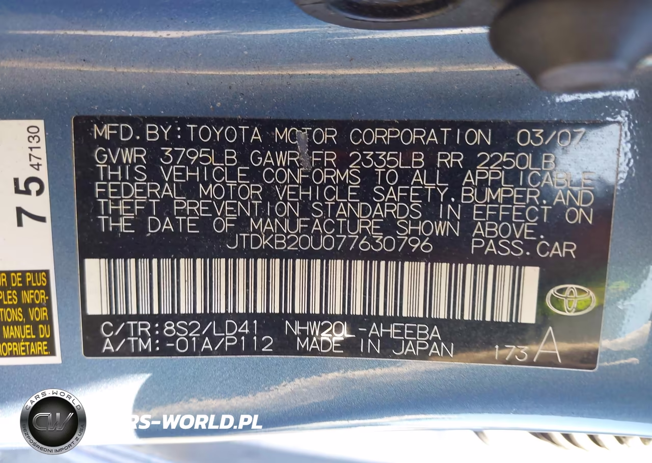 2007 Toyota Prius VIN:JTDKB20U077630796 - 9