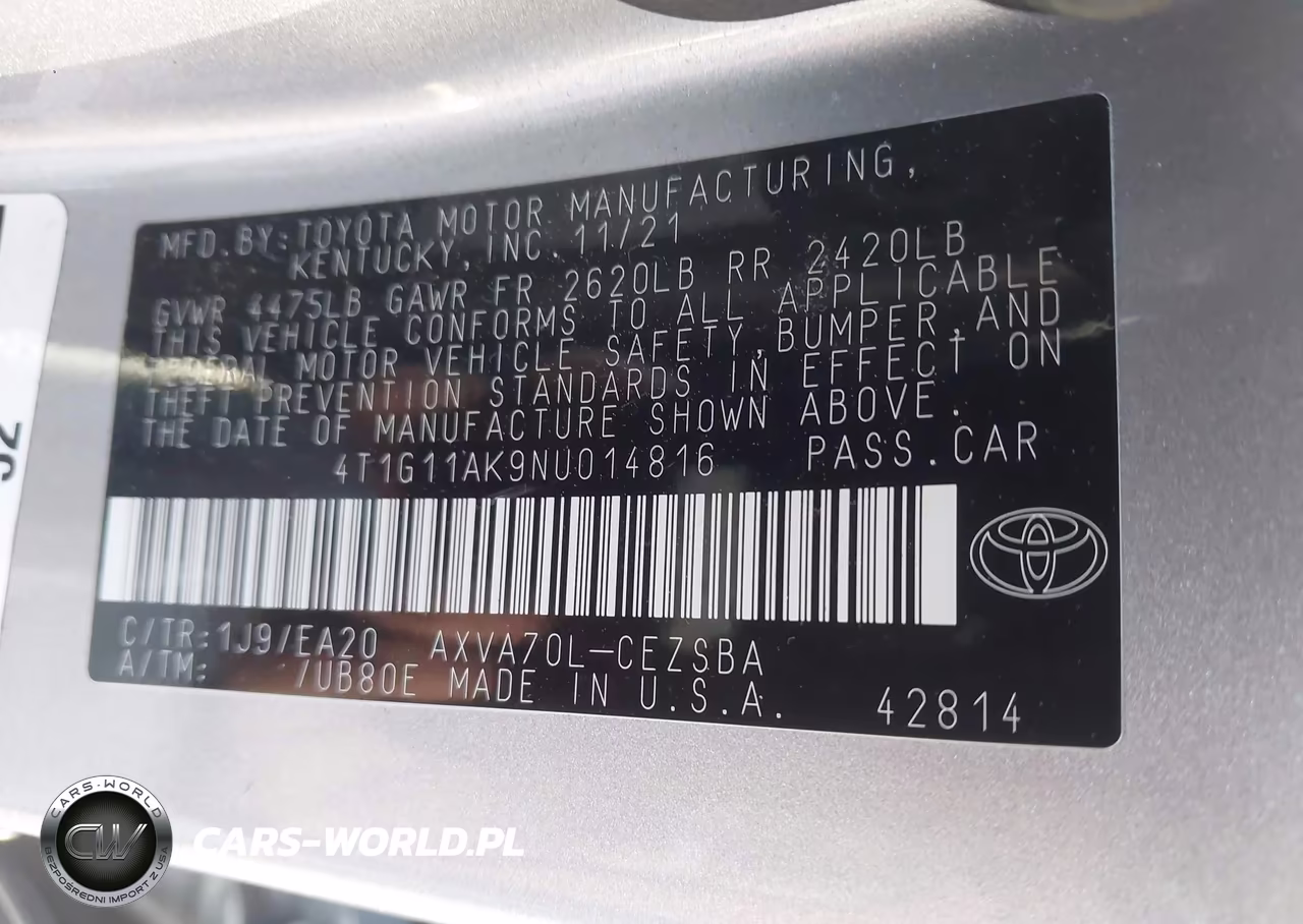 2022 Toyota Camry Se VIN:4T1G11AK9NU014816 - 9