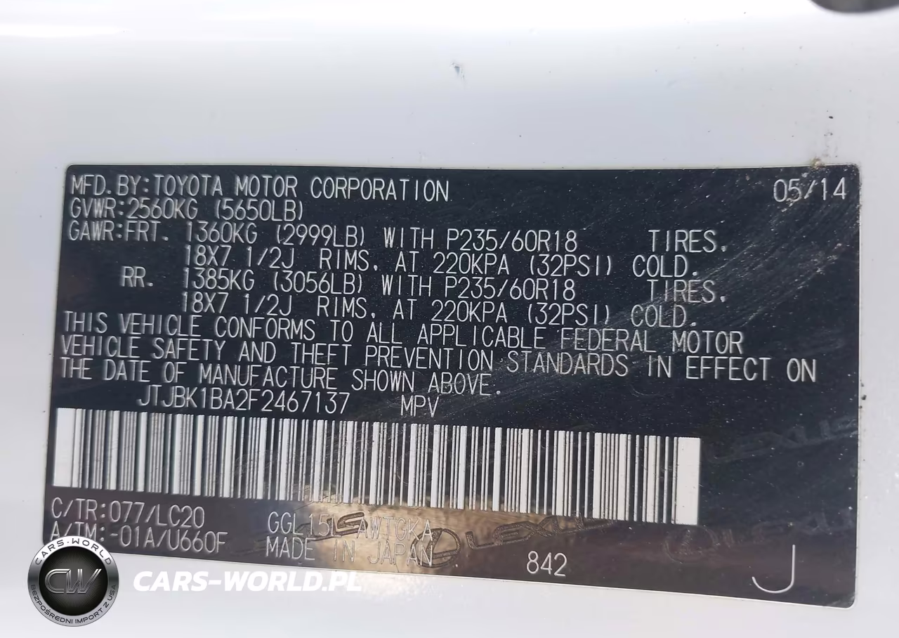 2015 Lexus Rx 350 VIN:JTJBK1BA2F2467137 - 9