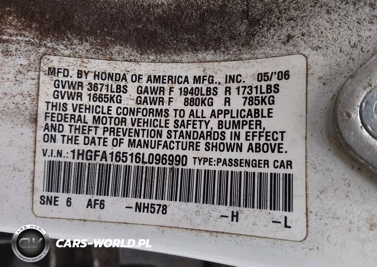 2006 Honda Civic Lx VIN:1HGFA16516L096990 - 9