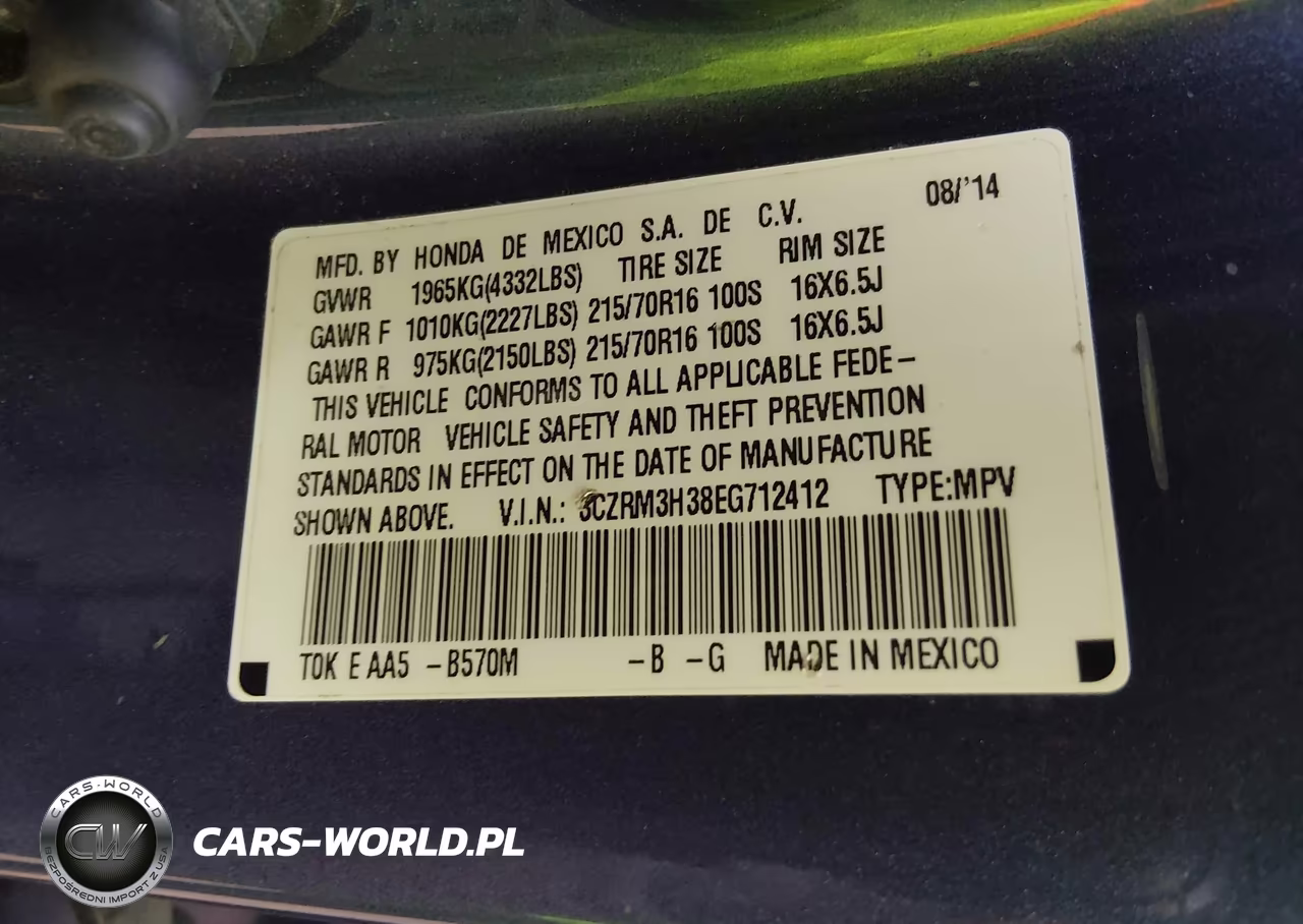 2014 Honda Cr-V Lx VIN:3CZRM3H38EG712412 - 9