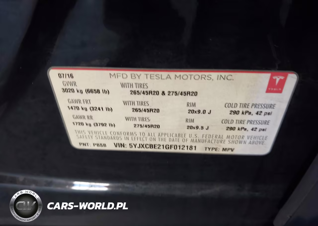 2016 Tesla Model X 60D-70D-75D-90D-P100D VIN:5YJXCBE21GF012181 - 9