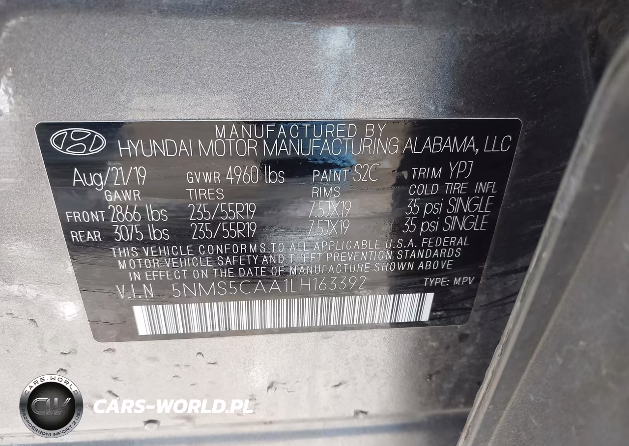 2020 Hyundai Santa Fe Limited 2.0T VIN:5NMS5CAA1LH163392 - 9