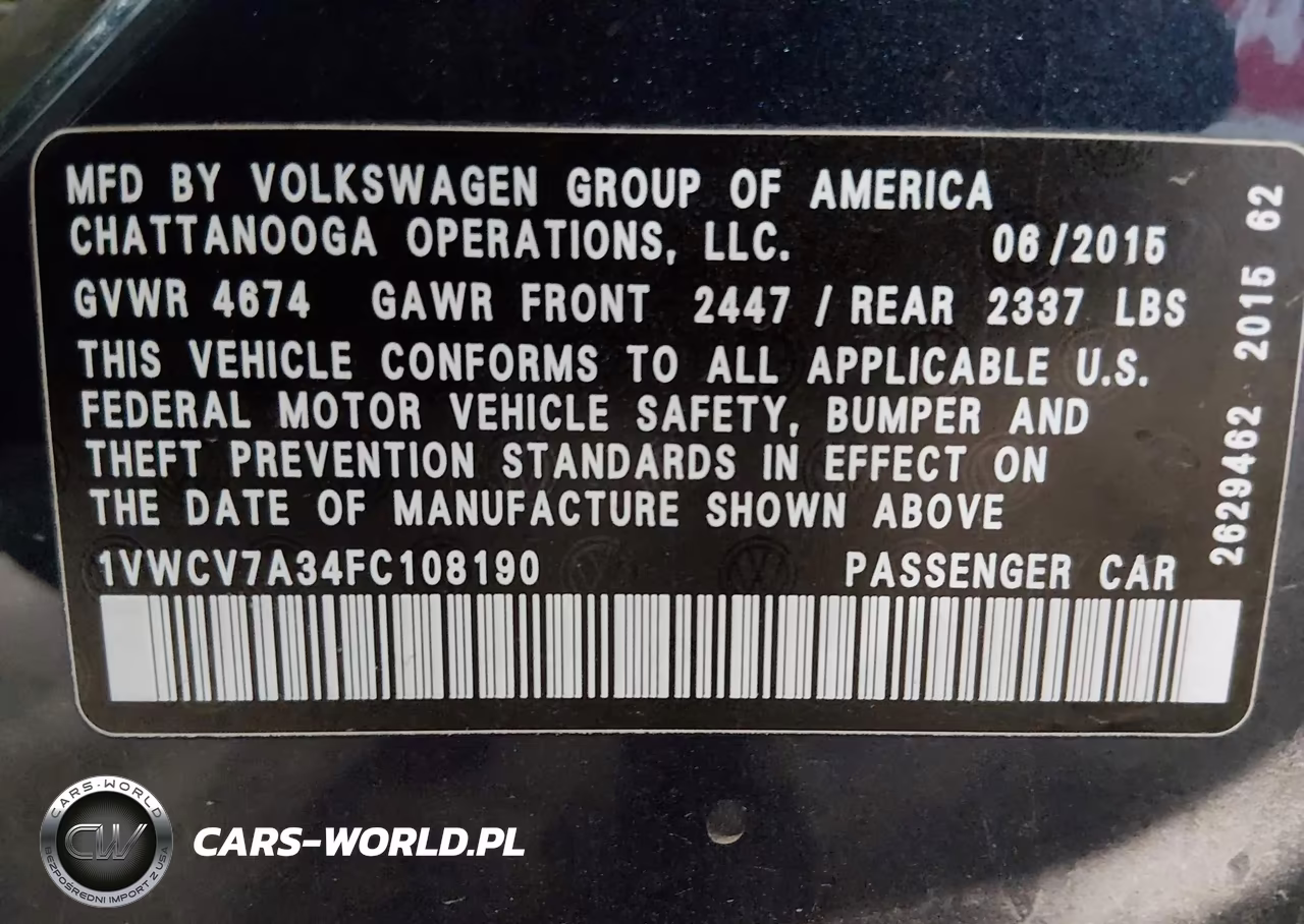 2015 Volkswagen Passat 2.0L Tdi Sel Premium VIN:1VWCV7A34FC108190 - 9