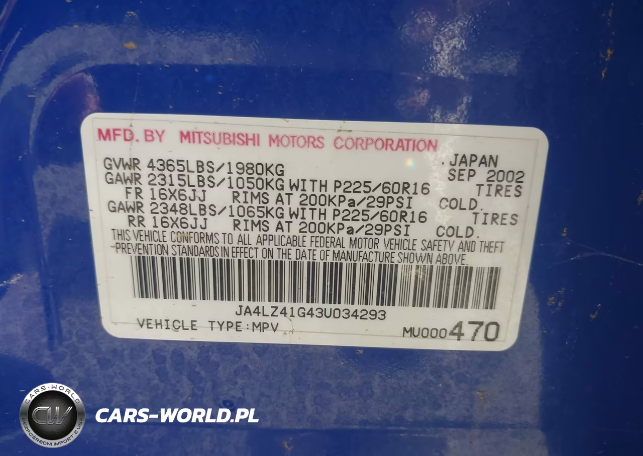 2003 Mitsubishi Outlander VIN:JA4LZ41G43U034293 - 9