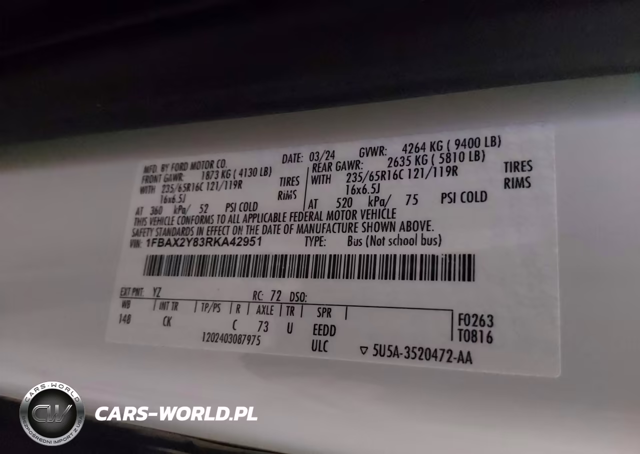 2024 Ford Transit-350 Passenger Van Xlt VIN:1FBAX2Y83RKA42951 - 9