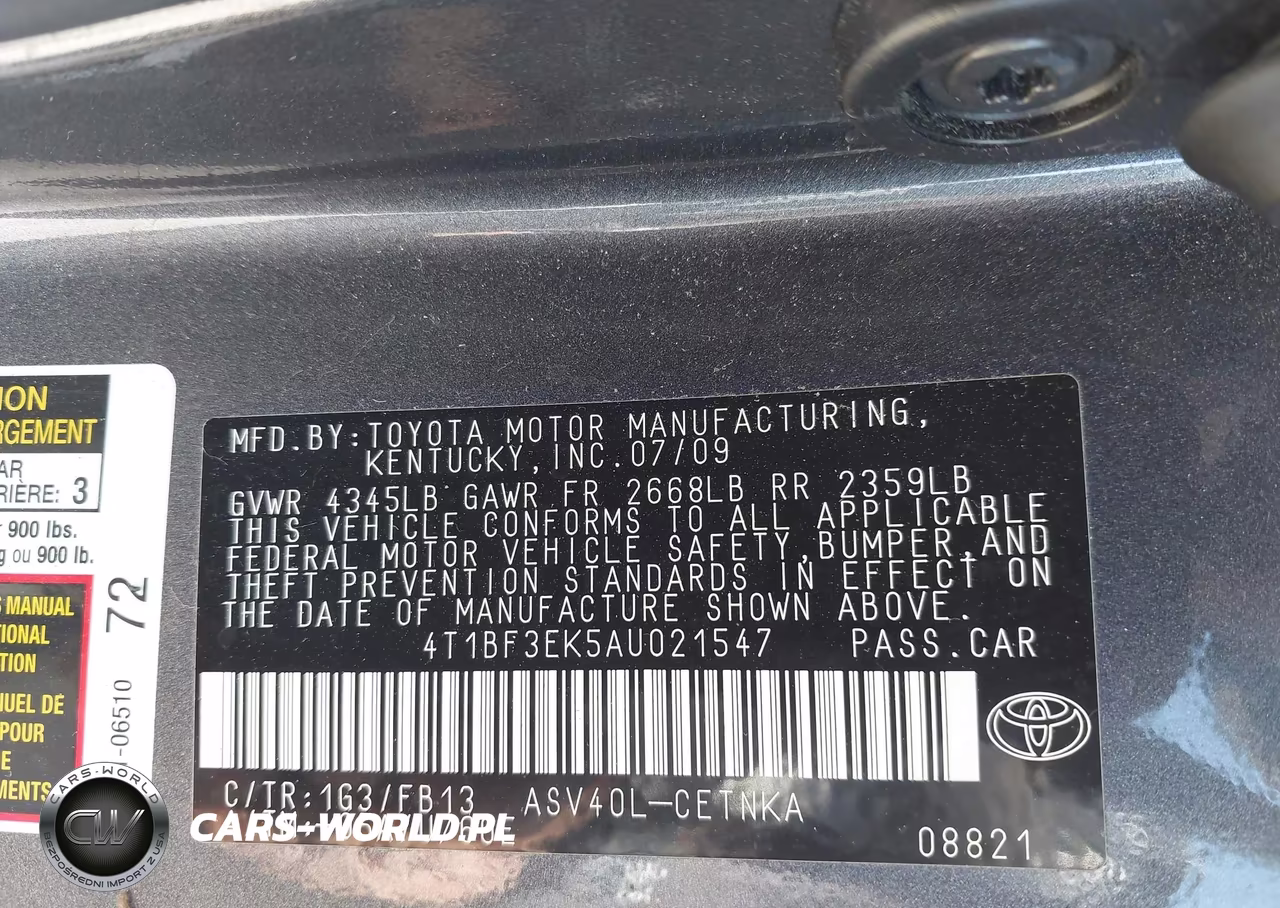 2010 Toyota Camry Le VIN:4T1BF3EK5AU021547 - 9