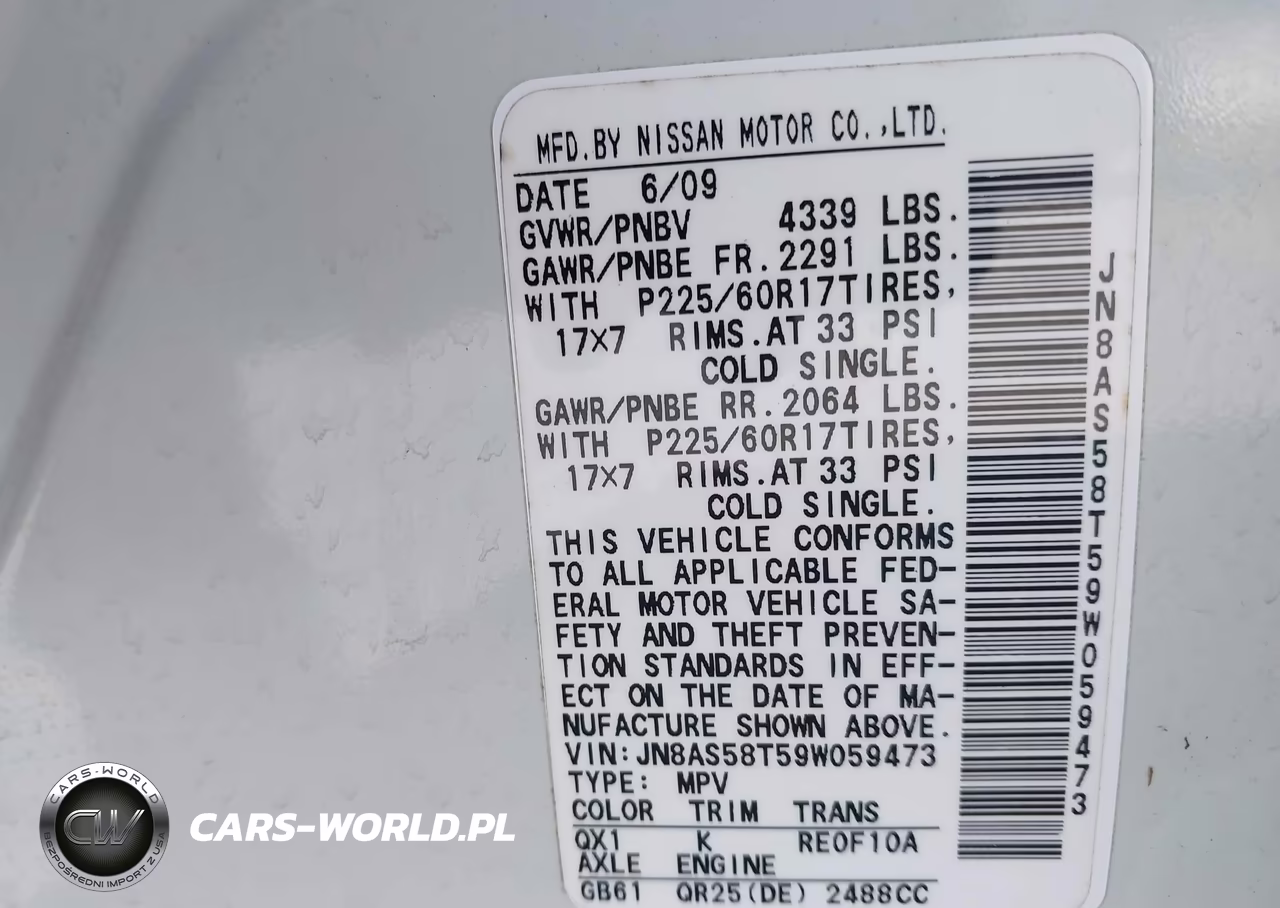 2009 Nissan Rogue Sl VIN:JN8AS58T59W059473 - 9
