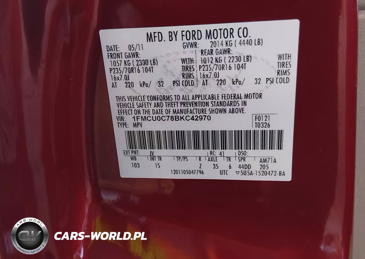 2011 Ford Escape Xls VIN:1FMCU0C78BKC42970 - 9