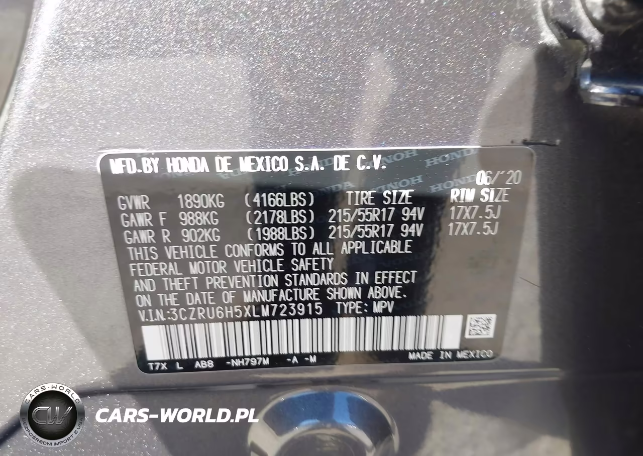 2020 Honda Hr-V Awd Ex VIN:3CZRU6H5XLM723915 - 9