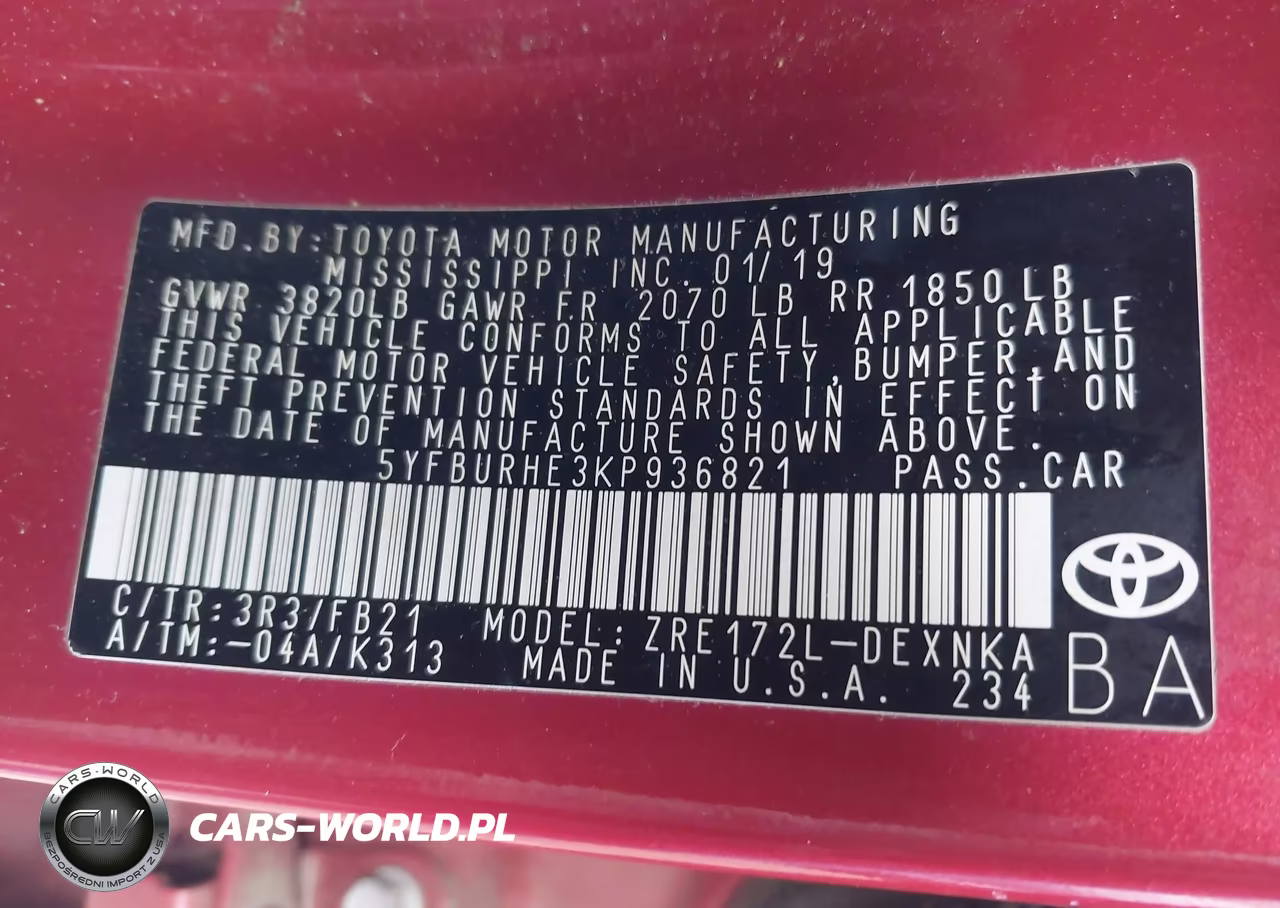 2019 Toyota Corolla Le VIN:5YFBURHE3KP936821 - 9