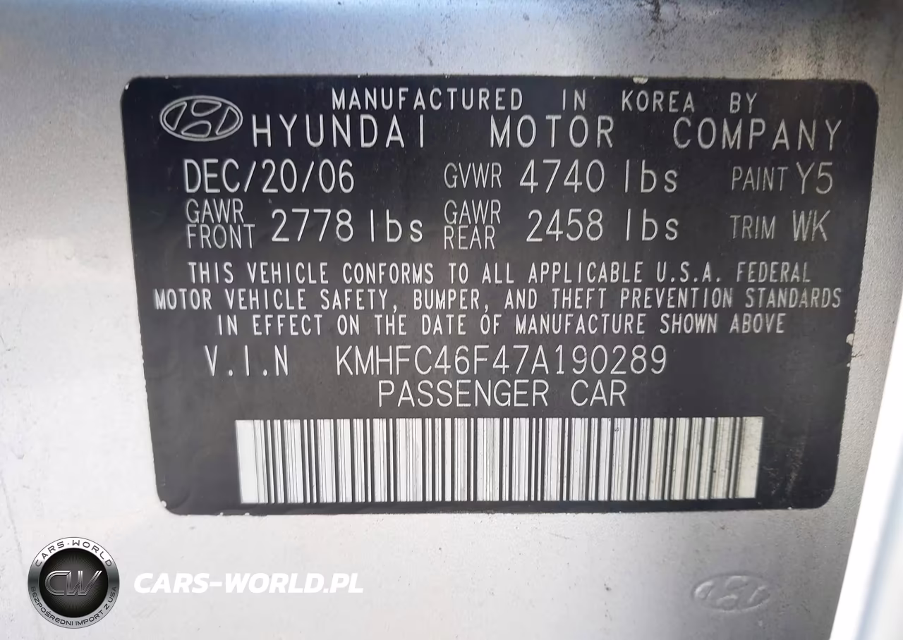 2007 Hyundai Azera Limited-Se VIN:KMHFC46F47A190289 - 9