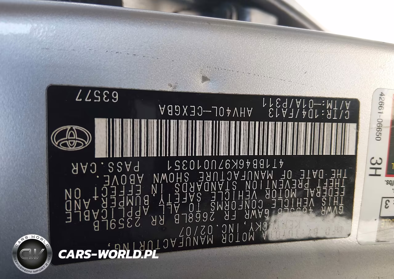 2007 Toyota Camry Hybrid VIN:4T1BB46K97U010351 - 9