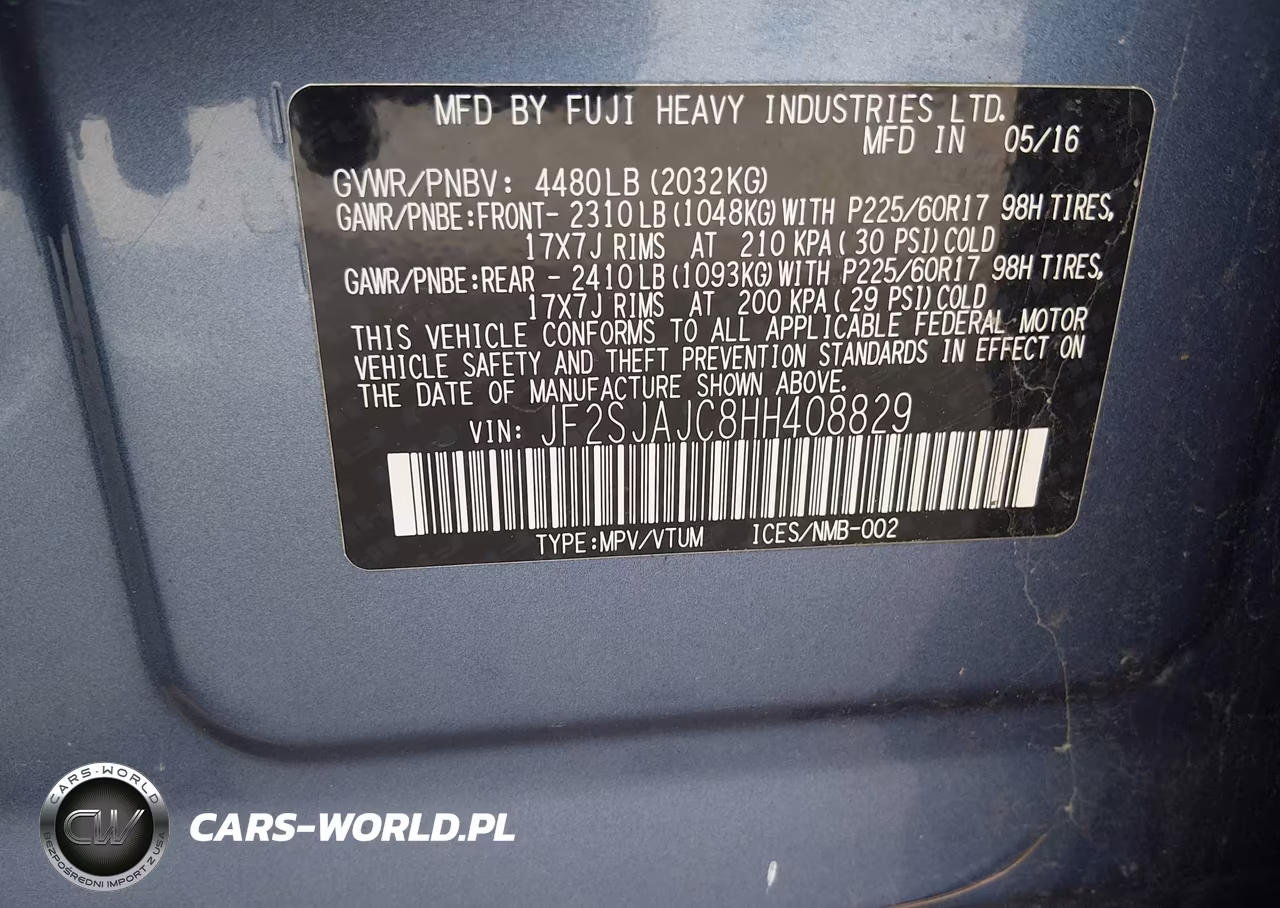 2017 Subaru Forester 2.5I Limited VIN:JF2SJAJC8HH408829 - 9