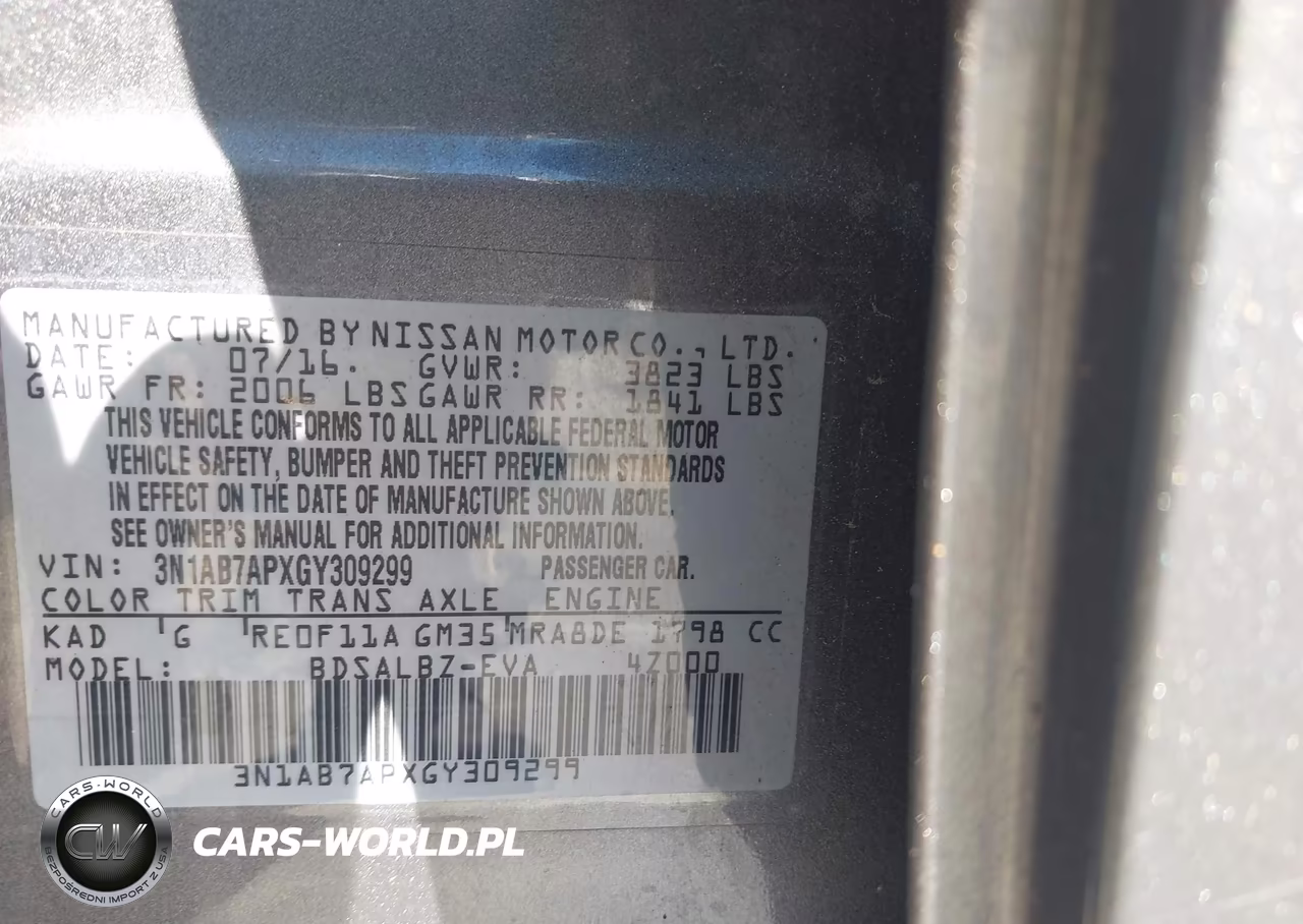 2016 Nissan Sentra S VIN:3N1AB7APXGY309299 - 9