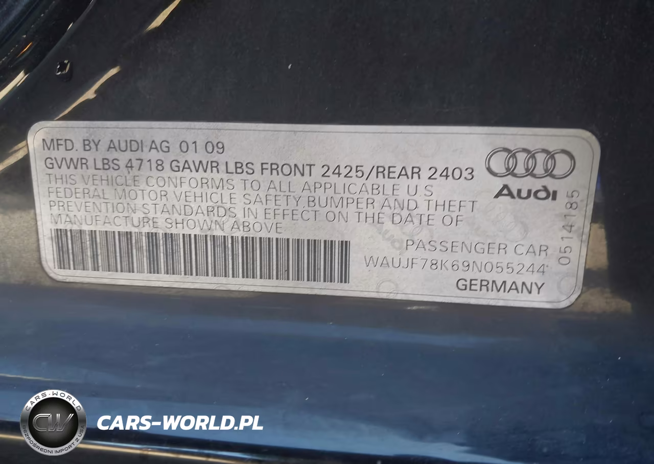 2009 Audi A4 2.0T Premium VIN:WAUJF78K69N055244 - 9