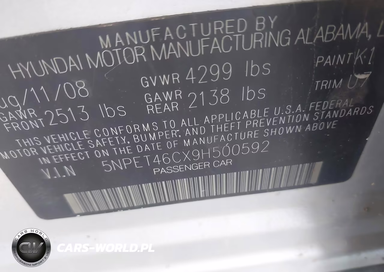 2009 Hyundai Sonata Gls VIN:5NPET46CX9H500592 - 9