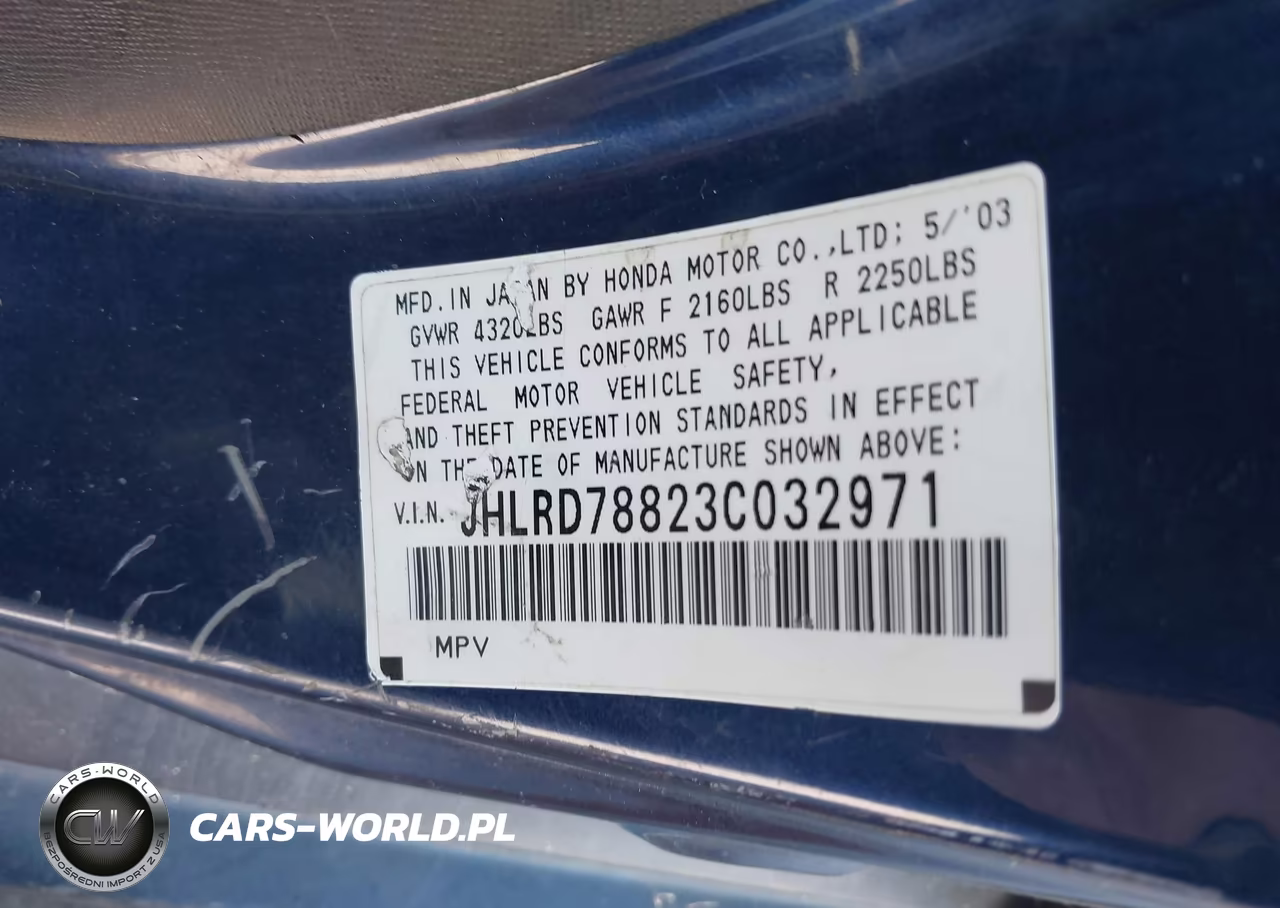 2003 Honda Cr-V Ex VIN:JHLRD78823C032971 - 9