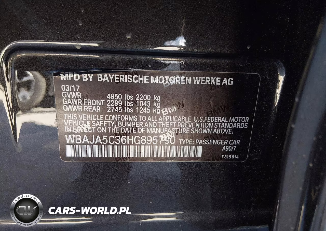2017 BMW 530I VIN:WBAJA5C36HG895790 - 9