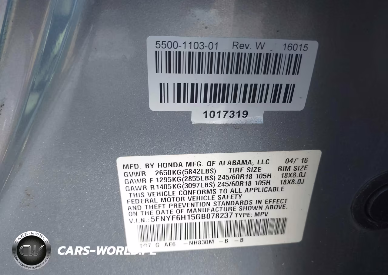 2016 Honda Pilot Lx VIN:5FNYF6H15GB078237 - 9