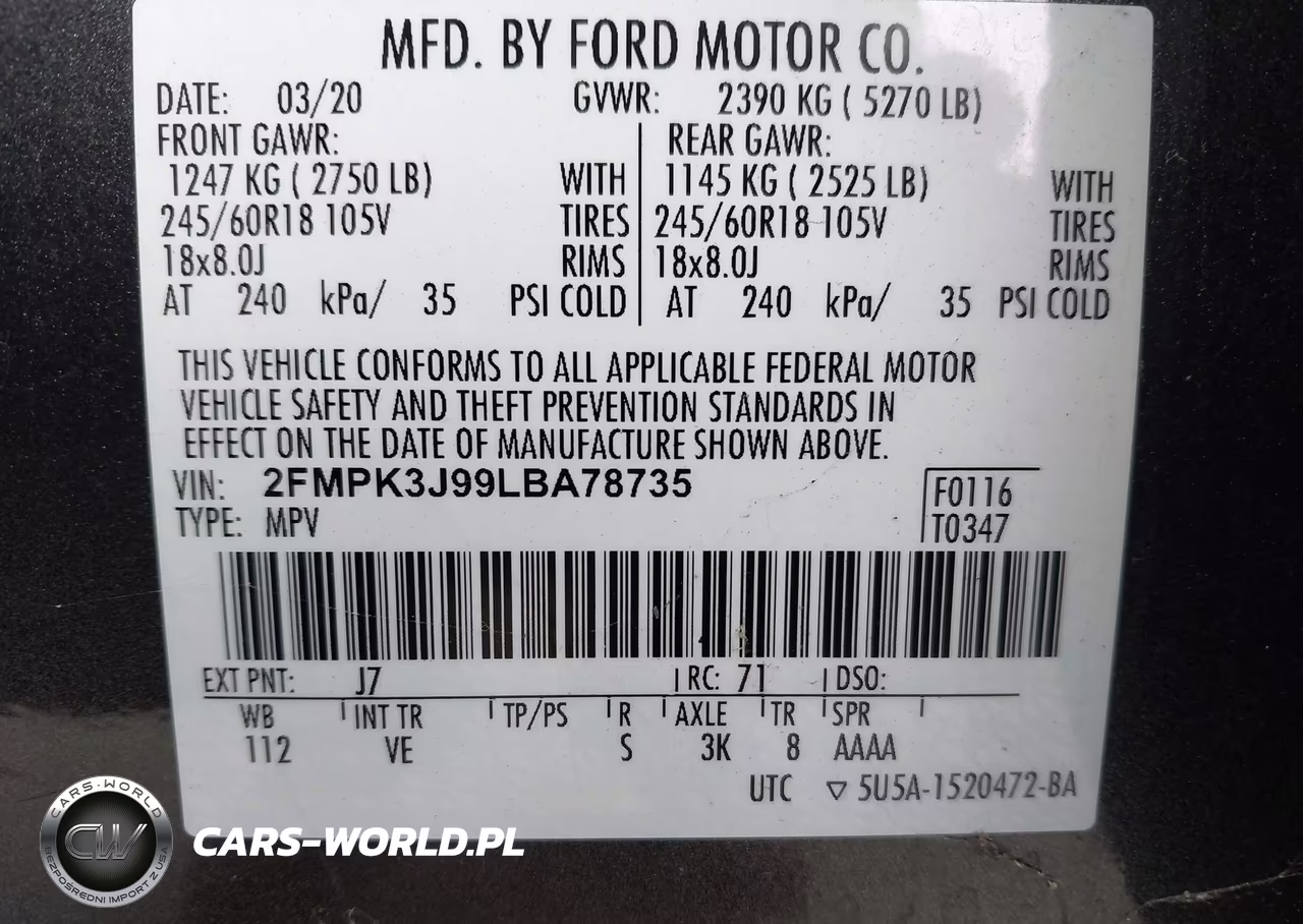 2020 Ford Edge Sel VIN:2FMPK3J99LBA78735 - 9