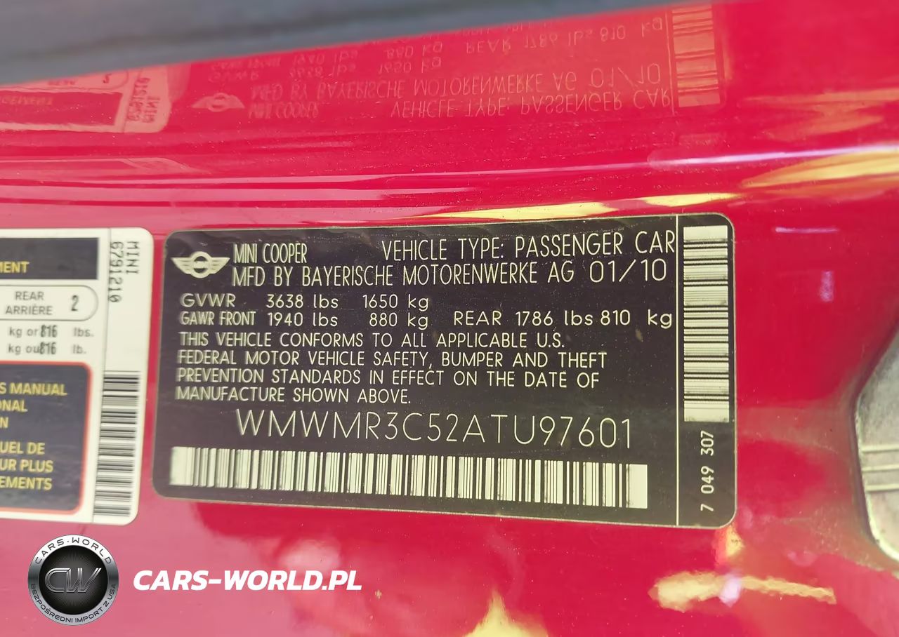2010 Mini Cooper VIN:WMWMR3C52ATU97601 - 9